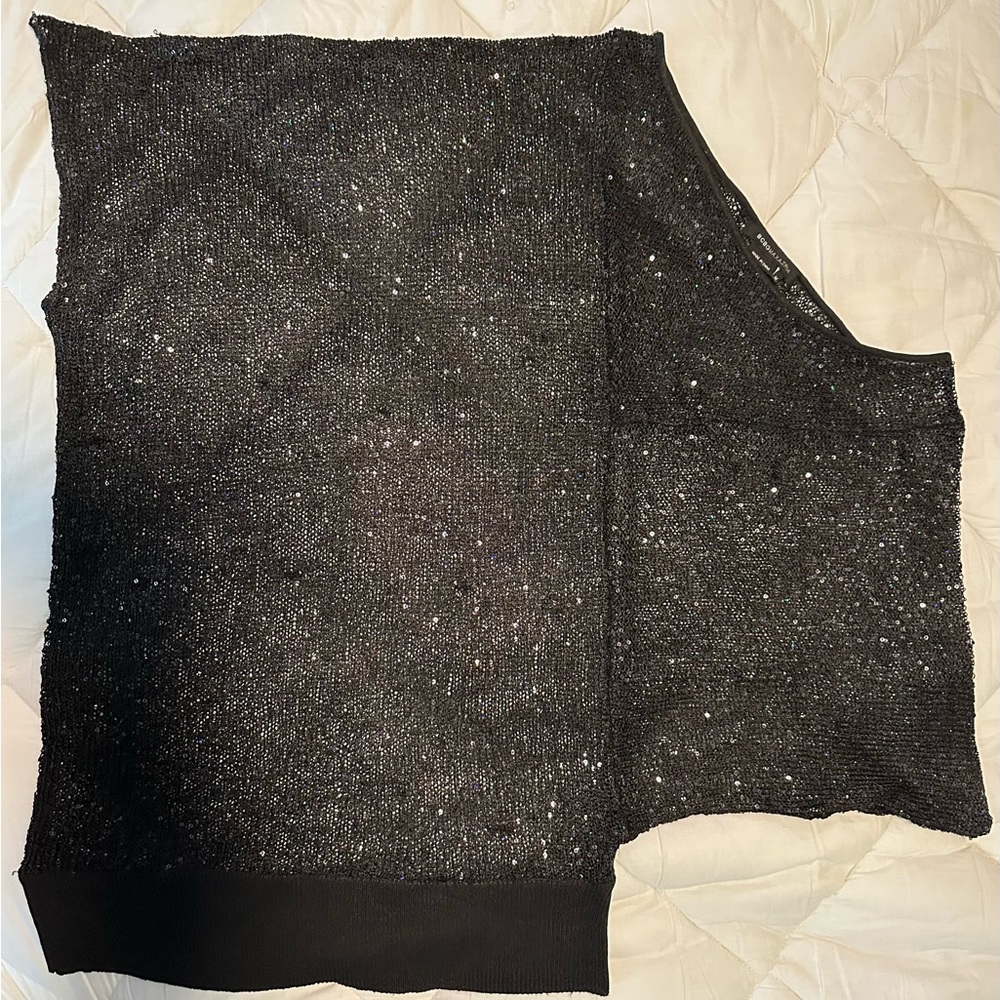 BCBG Asymmetrical, Knit, Sheer, Sequined, overlay top. - Picture 4 of 4
